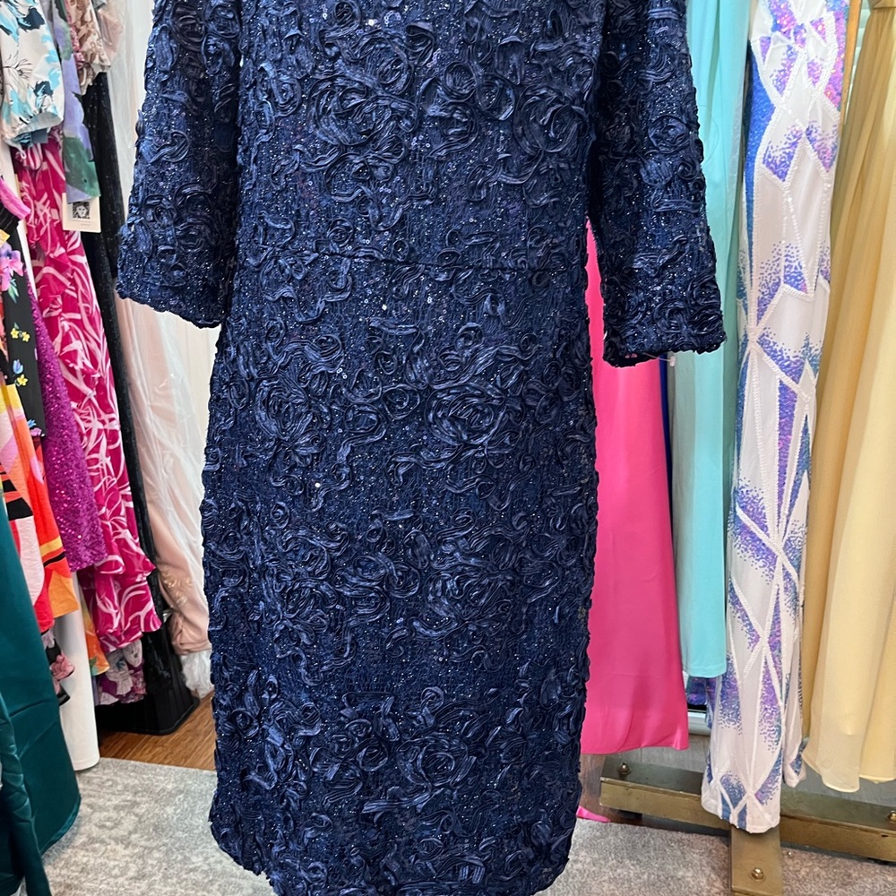 Elegant Navy Blue Textured Dress